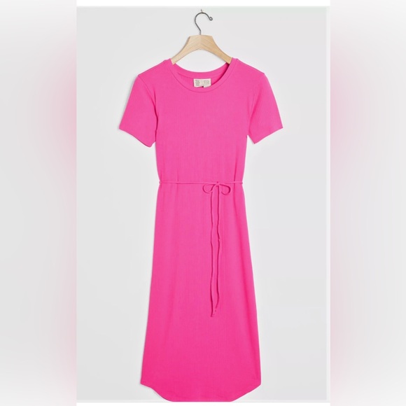 Antropologie Elegant Pink Ribbed Dress S - Picture 3 of 4